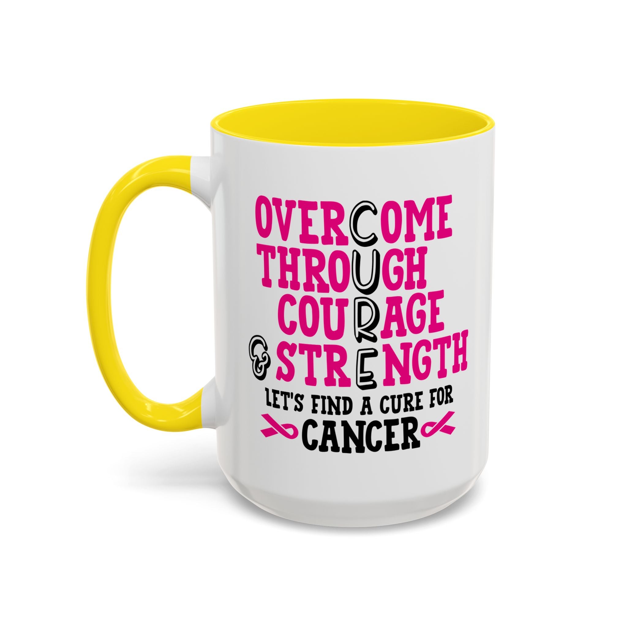 Inspirational Coffee Mug for Cancer Awareness, Gift for Supporters, Fundraising Mug for Breast Cancer, Motivational, 11oz, 15oz