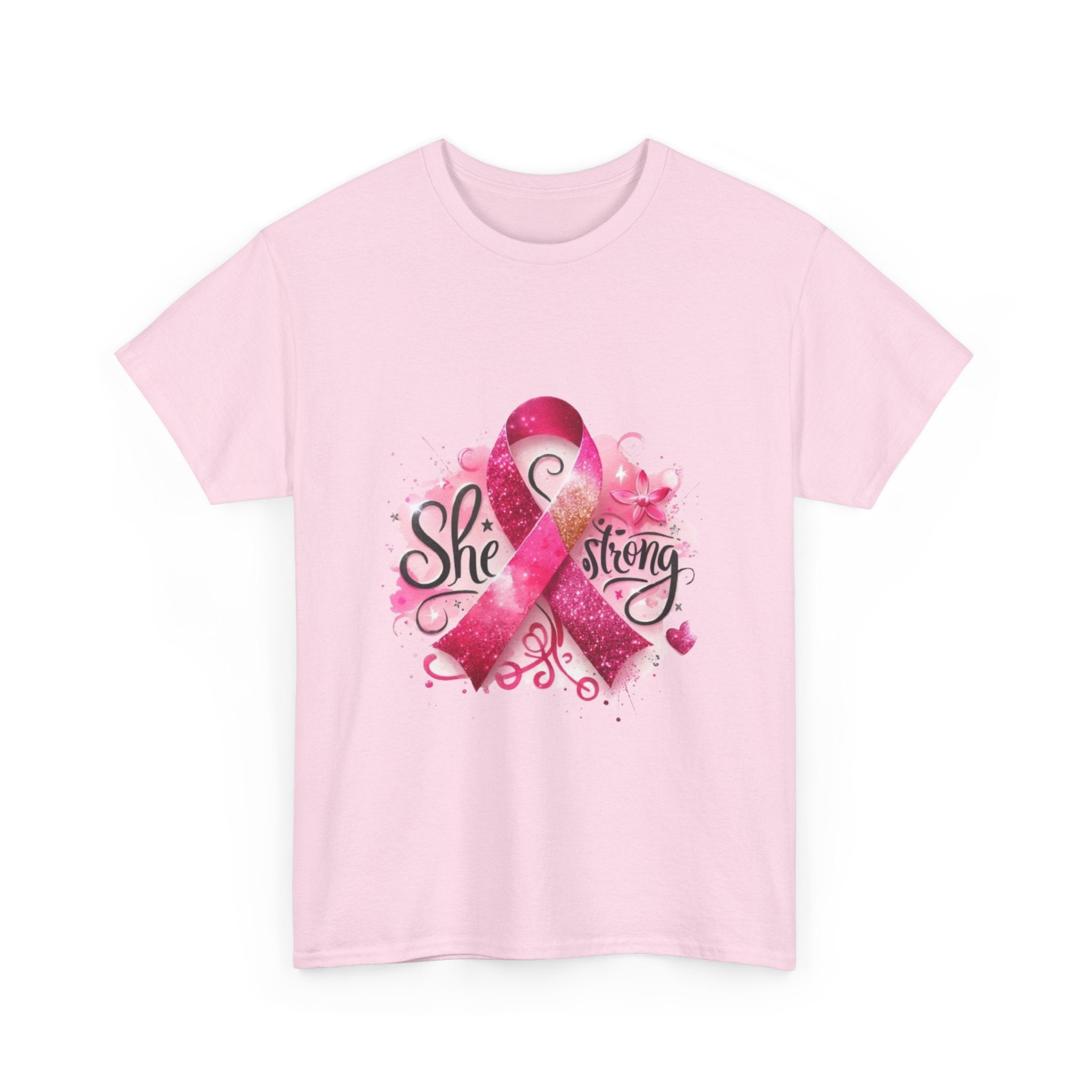 Breast Cancer Awareness Tee - She's Strong, Gift for Survivors, Supportive T-Shirt, Awareness Month, Inspirational Apparel
