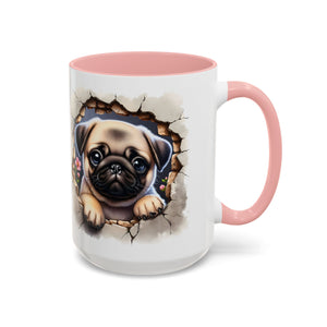 Pug In A Wall Coffee Mug - Cozy Ceramic Cup for Dog Lovers - Cute Pet Gift for Birthdays, Anniversaries, and Holidays