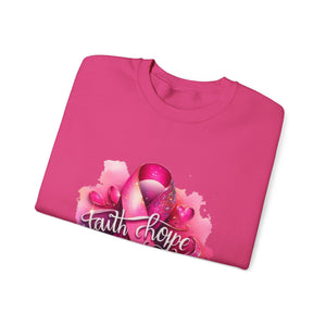 Breast Cancer Awareness Sweatshirt, Faith Hope Love Crewneck, Comfort Fashion, Supportive Gift for Her, Pink Ribbon Apparel