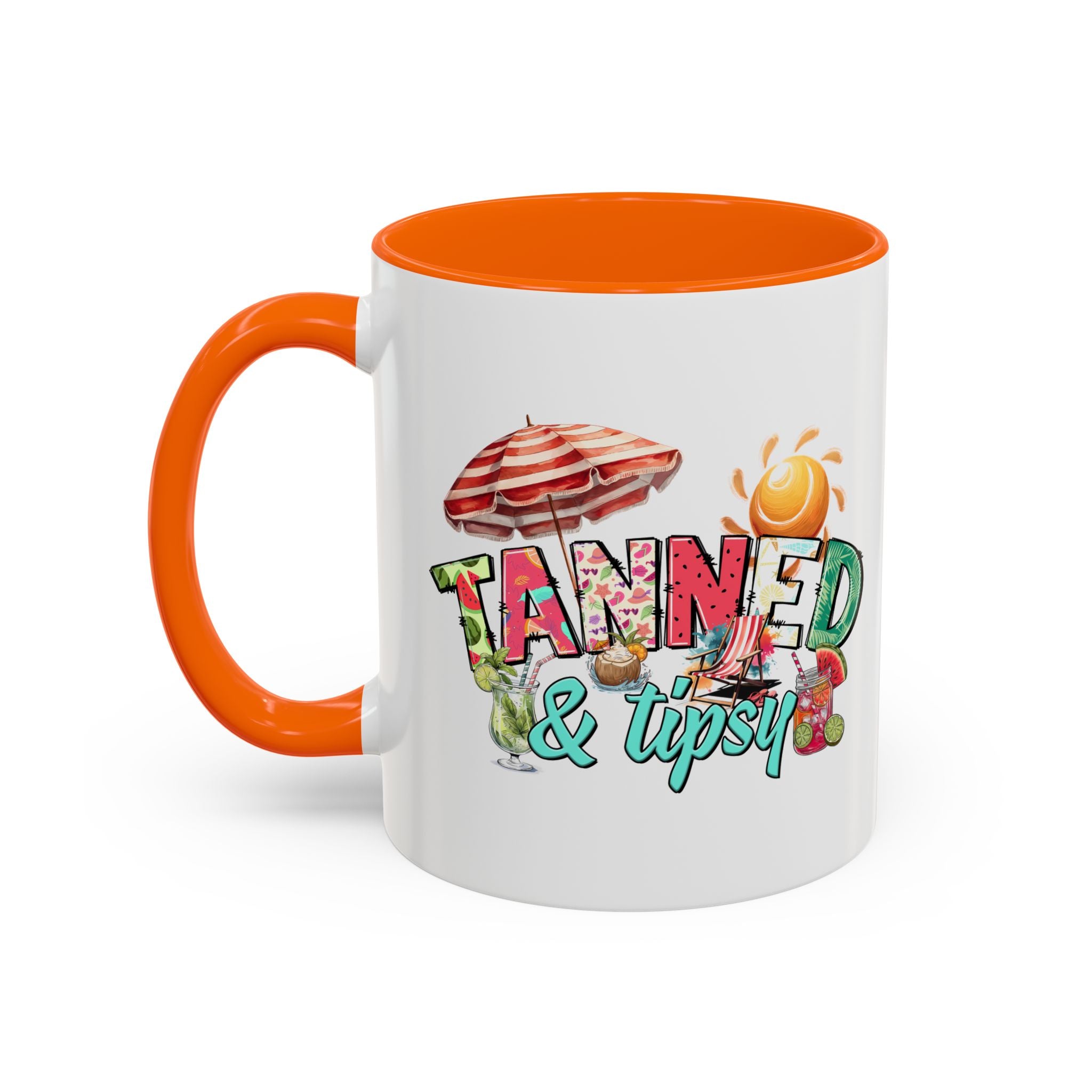 Tanned & Tipsy Accent Coffee Mug - Perfect for Summer Vibes & Beach Lovers party