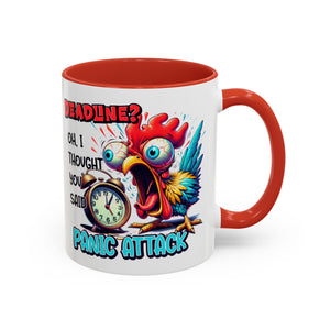 Funny Panic Attack Coffee Mug, Quirky Rooster Mug for Stress Relief, Gift for Teachers, Office Humor, Coworker Gift, Fun Coffee Cup