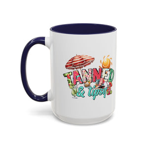 Tanned & Tipsy Accent Coffee Mug - Perfect for Summer Vibes & Beach Lovers party
