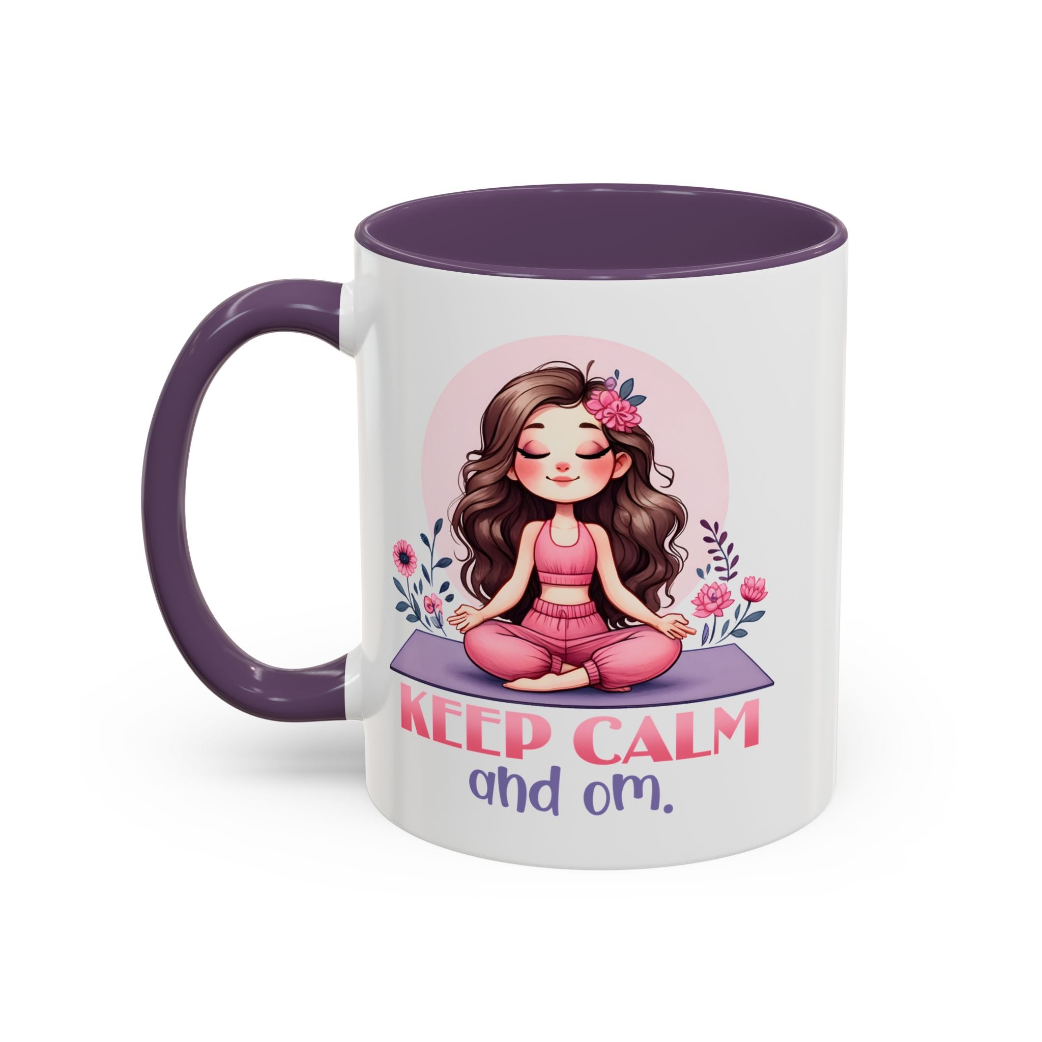 Relaxing Yoga Coffee Mug, Keep Calm and Om Mug, Inspirational Gift, Meditation Mug, Self-Care Coffee Cup, Yoga Lover's Gift