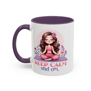 Relaxing Yoga Coffee Mug, Keep Calm and Om Mug, Inspirational Gift, Meditation Mug, Self-Care Coffee Cup, Yoga Lover's Gift