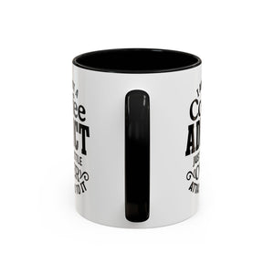 Coffee Addict Mug, Funny Coffee Lover Gift, Black Accent Mug, Warm Beverage Cup, Office Humor Drinkware