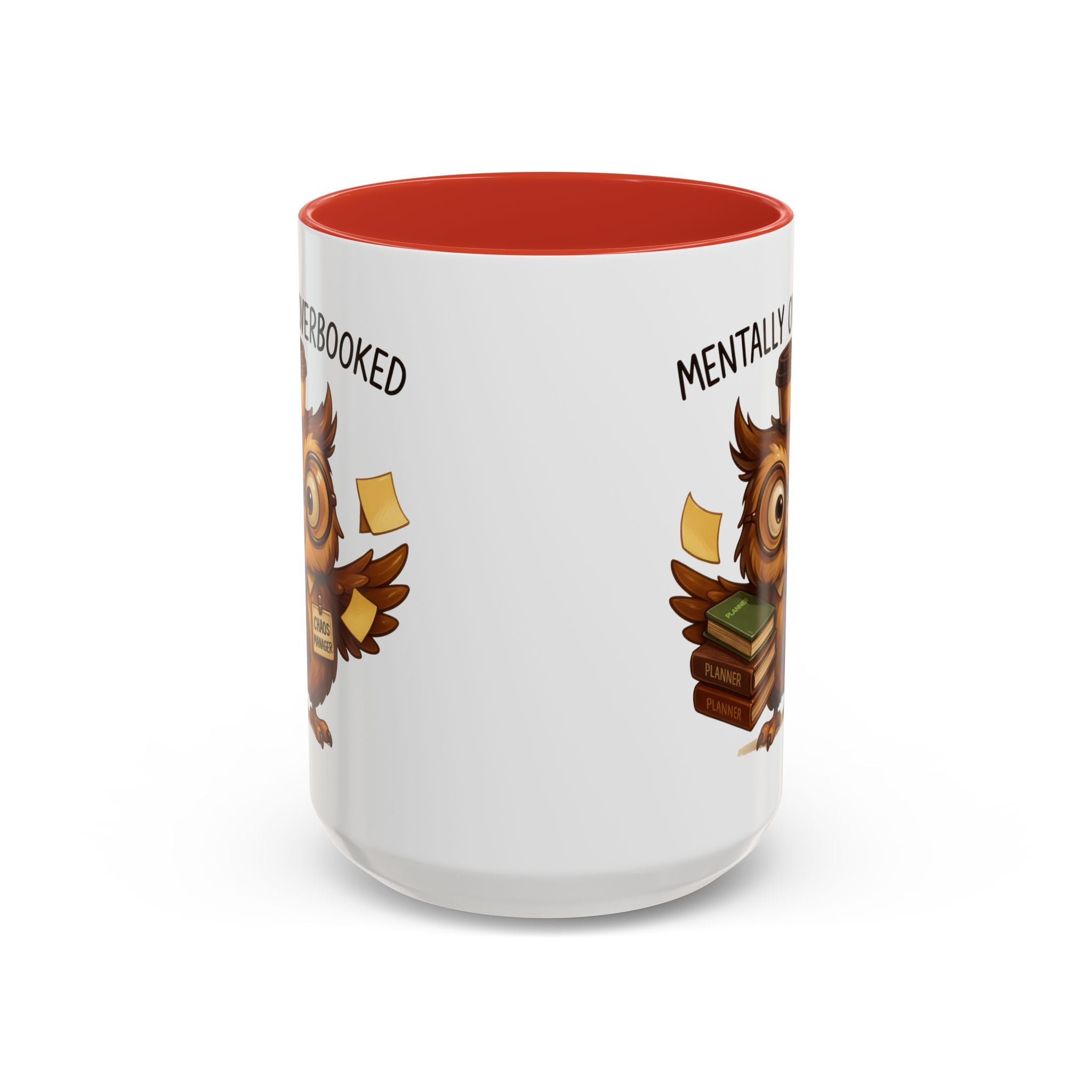 Cute Owl Coffee Mug | Mentally Overbooked Mug | Gifts for Book Lovers, Teacher Gifts, Office Decor, Funny Coffee Cup