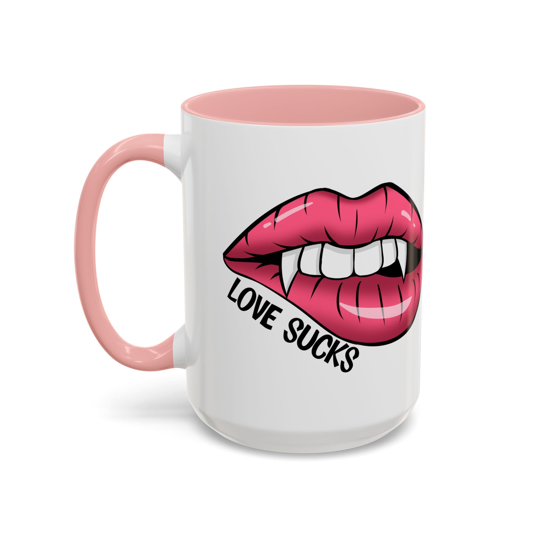 anti valentine Accent Coffee Mug - 'Love Sucks' Vampire Lips Coffee Mug