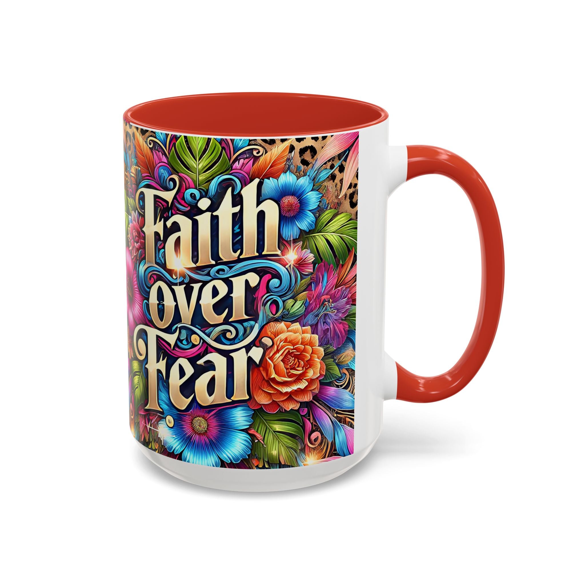 Faith Over Fear Floral Coffee Mug positive mental health