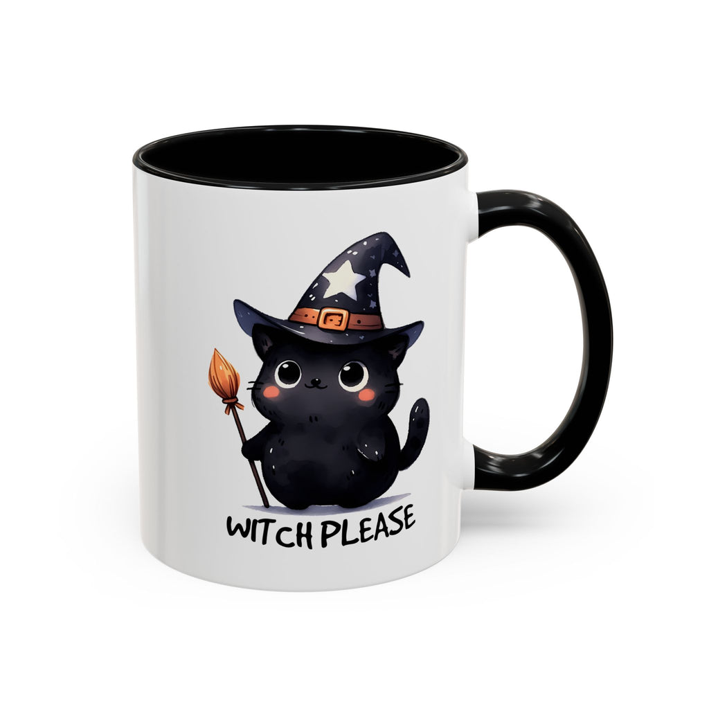Cute Witch Cat Coffee Mug - Perfect for Halloween, Cat Lover Gift, Witch Please Design, Black Cat Mug, Cozy Drinkware