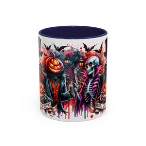 Halloween-themed Accent Coffee Mug, Spooky Skull Mug, Pumpkin Art Cup, Unique Gift for Halloween Lovers, October Decor