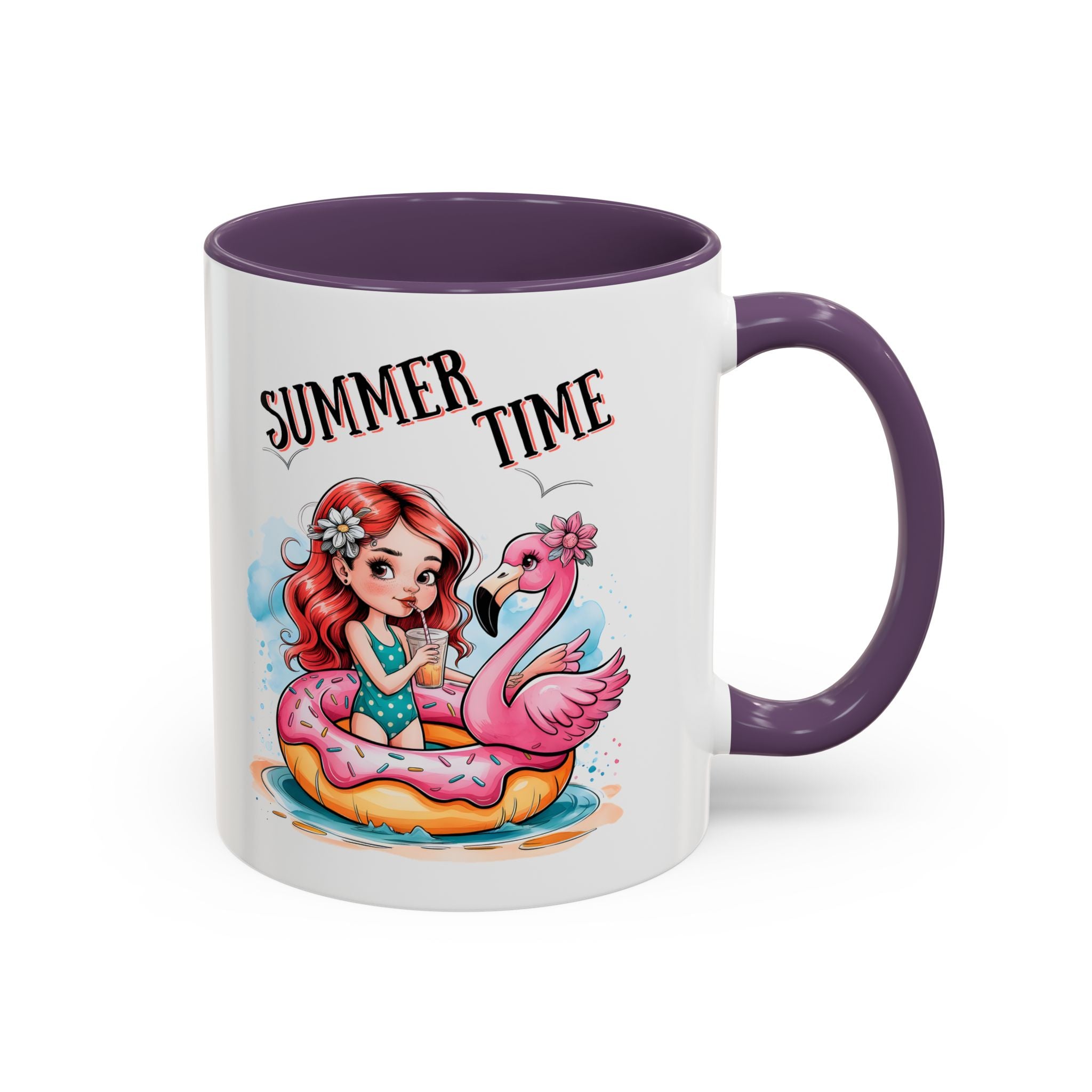 Summer Time Accent Coffee Mug - 11oz & 15oz funny cute girl floating