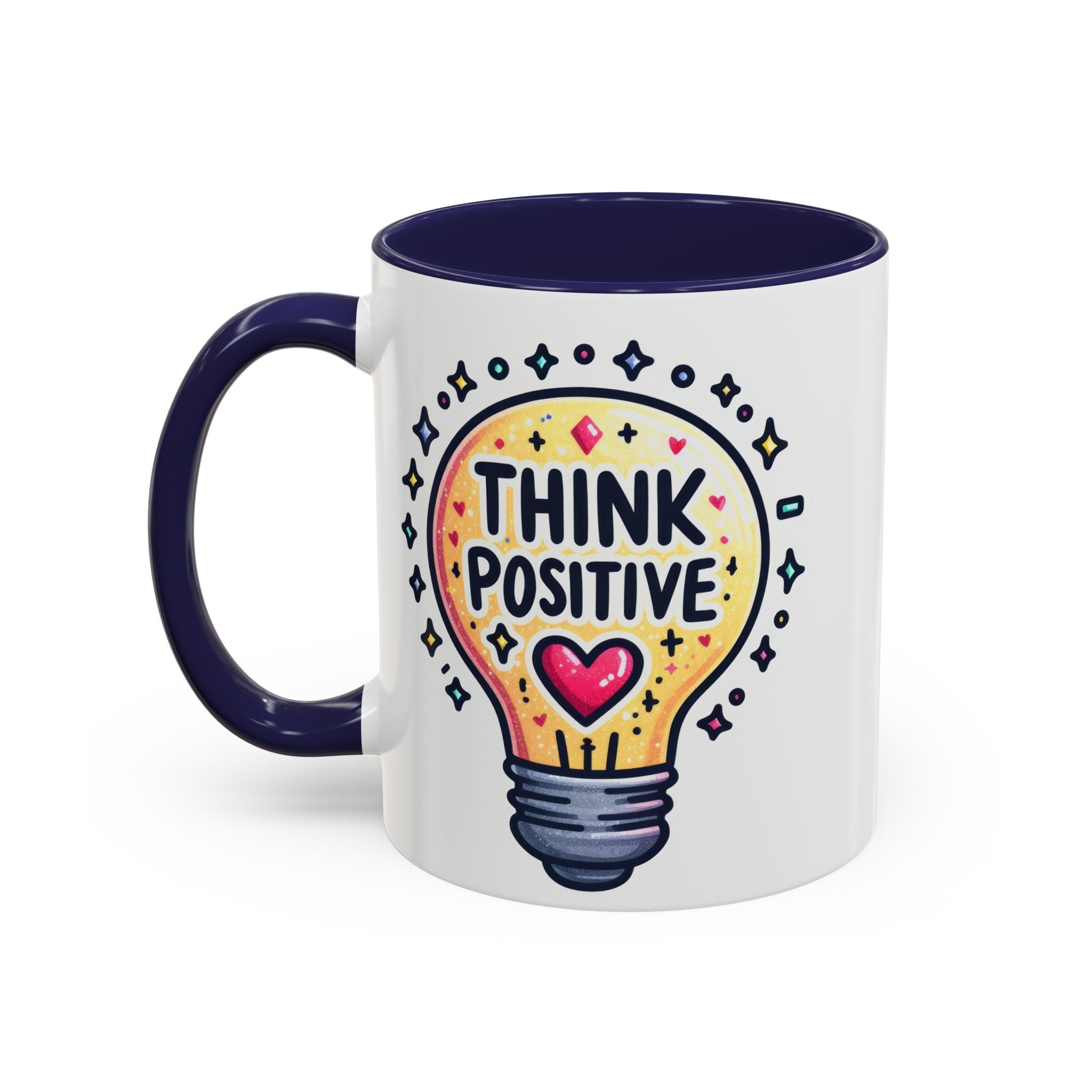 Think Positive Lightbulb Coffee Mug — Motivational Accent Mug (11/15 oz)