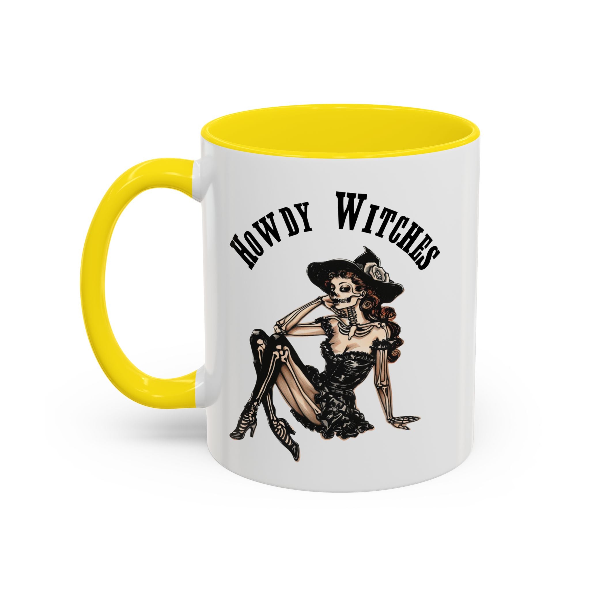 Howdy Witches Coffee Mug - Spooky Halloween Mug, Gift for Witches, Witchy Decor, Gothic Coffee Cup, Skeleton Design