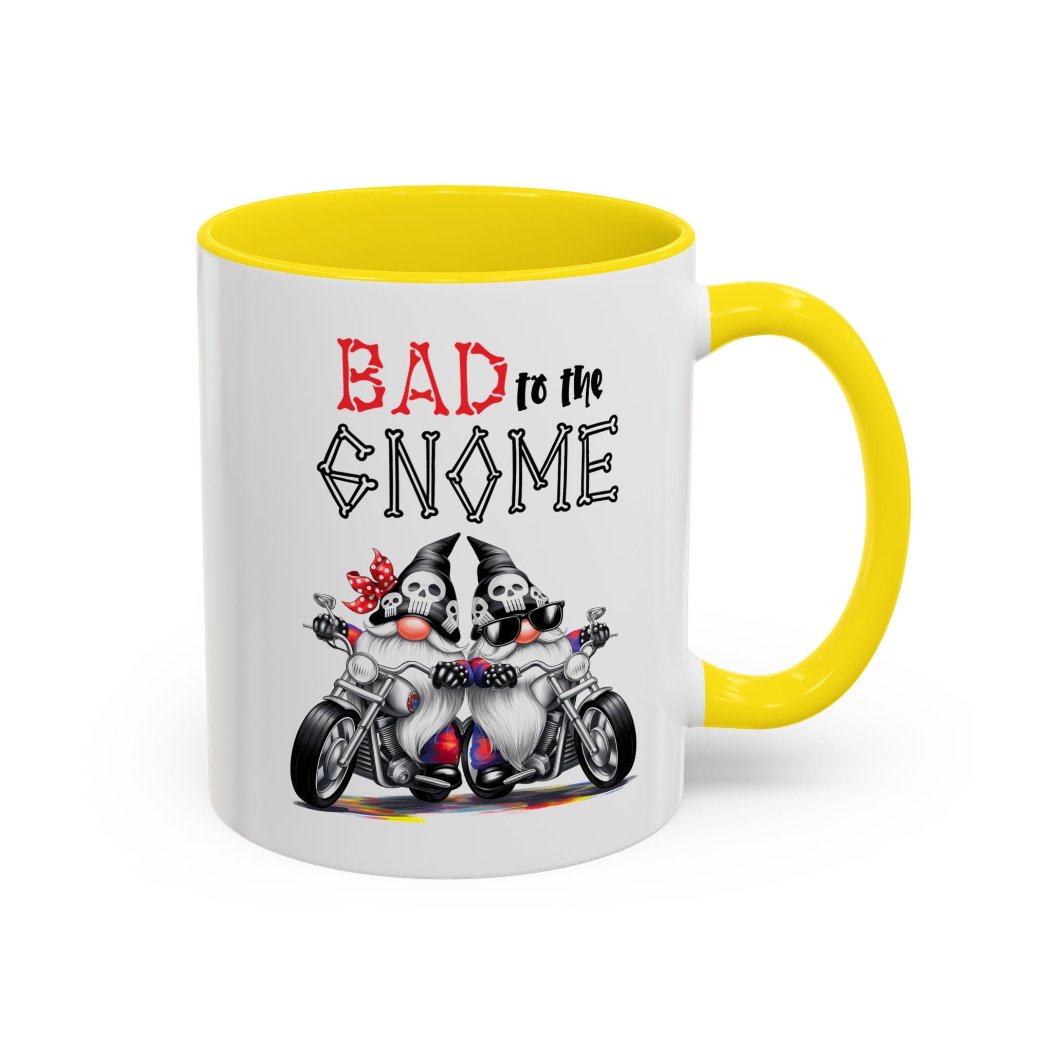 Bad to the Gnome Coffee Mug - 11oz & 15oz Accent Mugs for Bikers & Gnome Lovers