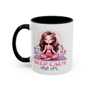 Relaxing Yoga Coffee Mug, Keep Calm and Om Mug, Inspirational Gift, Meditation Mug, Self-Care Coffee Cup, Yoga Lover's Gift