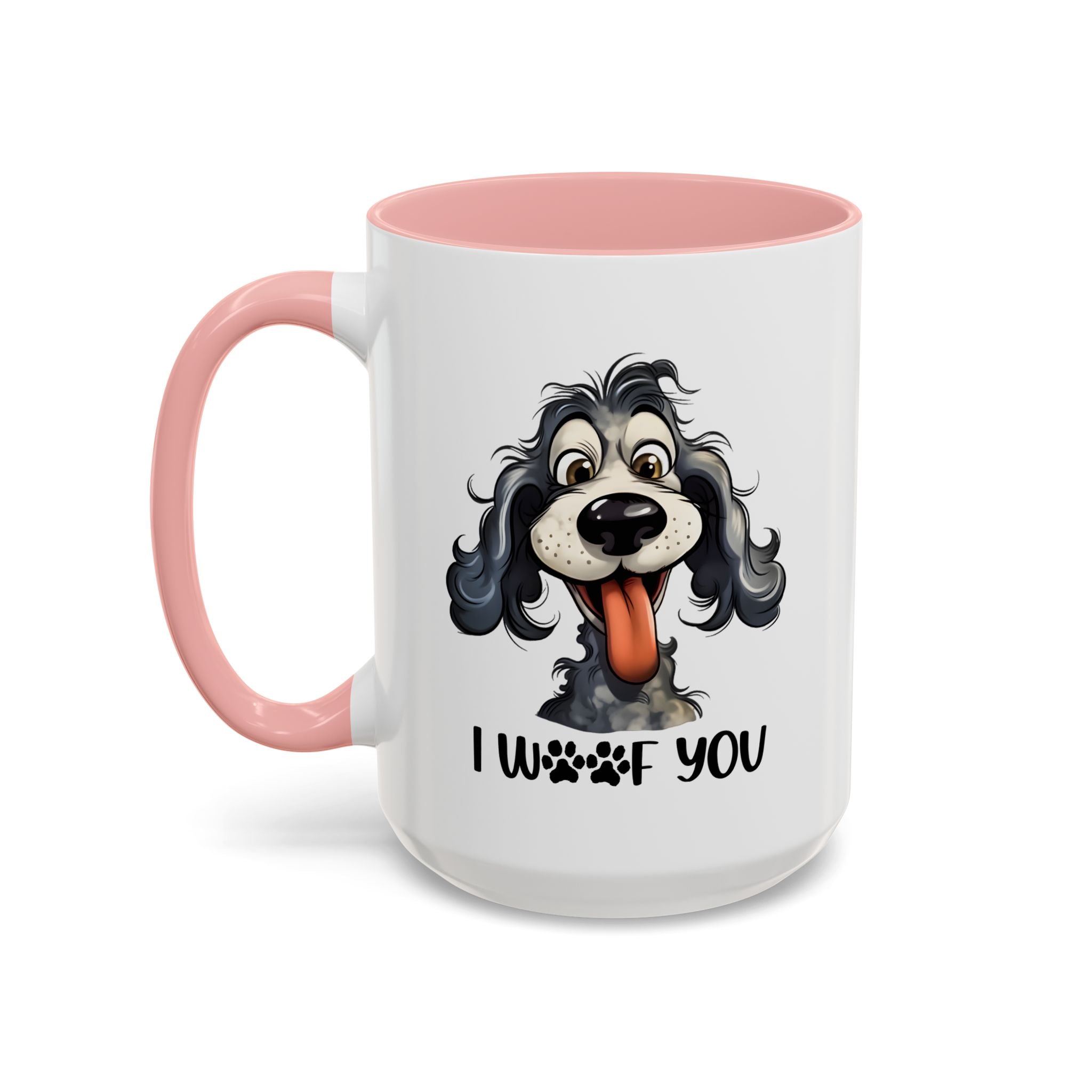 Dog Lover's Accent Coffee Mug - I Woof You, Pet Gift, Animal Lover Cup, Dog Mom Mug, Cute Dog Design, Fun Coffee Cup