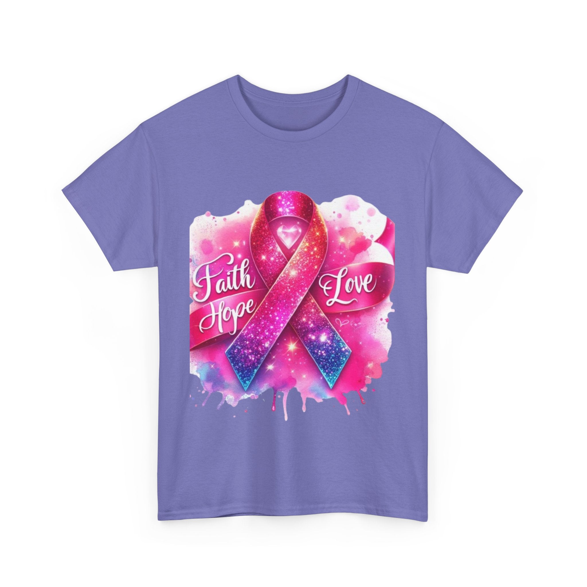 Faith, Hope, Love Tee - Unisex Heavy Cotton T-Shirt, Inspirational Shirt, Cancer Awareness Gift, Motivational Apparel, Stylish Everyday Wear