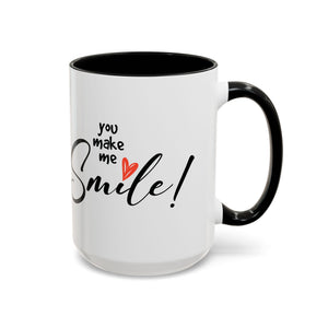 Inspirational Accent Coffee Mug - "You Make Me Smile!" - Perfect Gift for Friends & Family