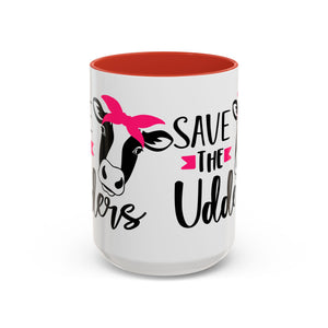 cancer awareness Cute Cow Mug - Save the Utters Coffee Cup, Gift for Animal Lovers,  Mug, Unique Birthday Gift
