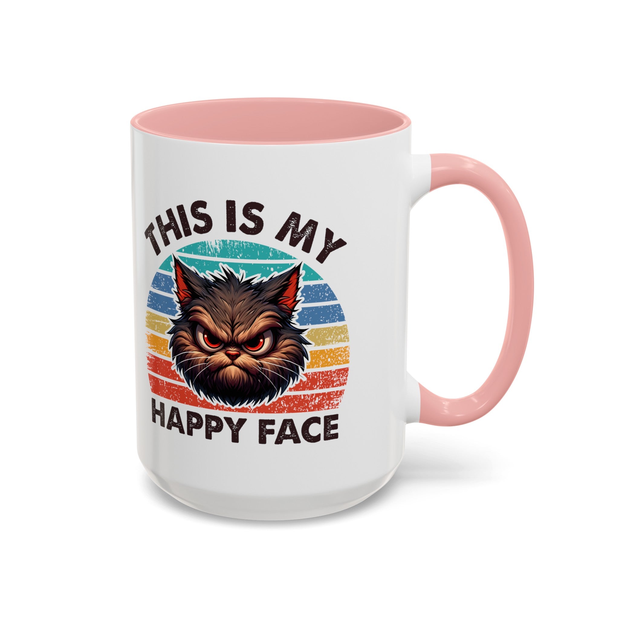 grumpy cat this is my happy face Accent Coffee Mug (11, 15oz) by the x m world