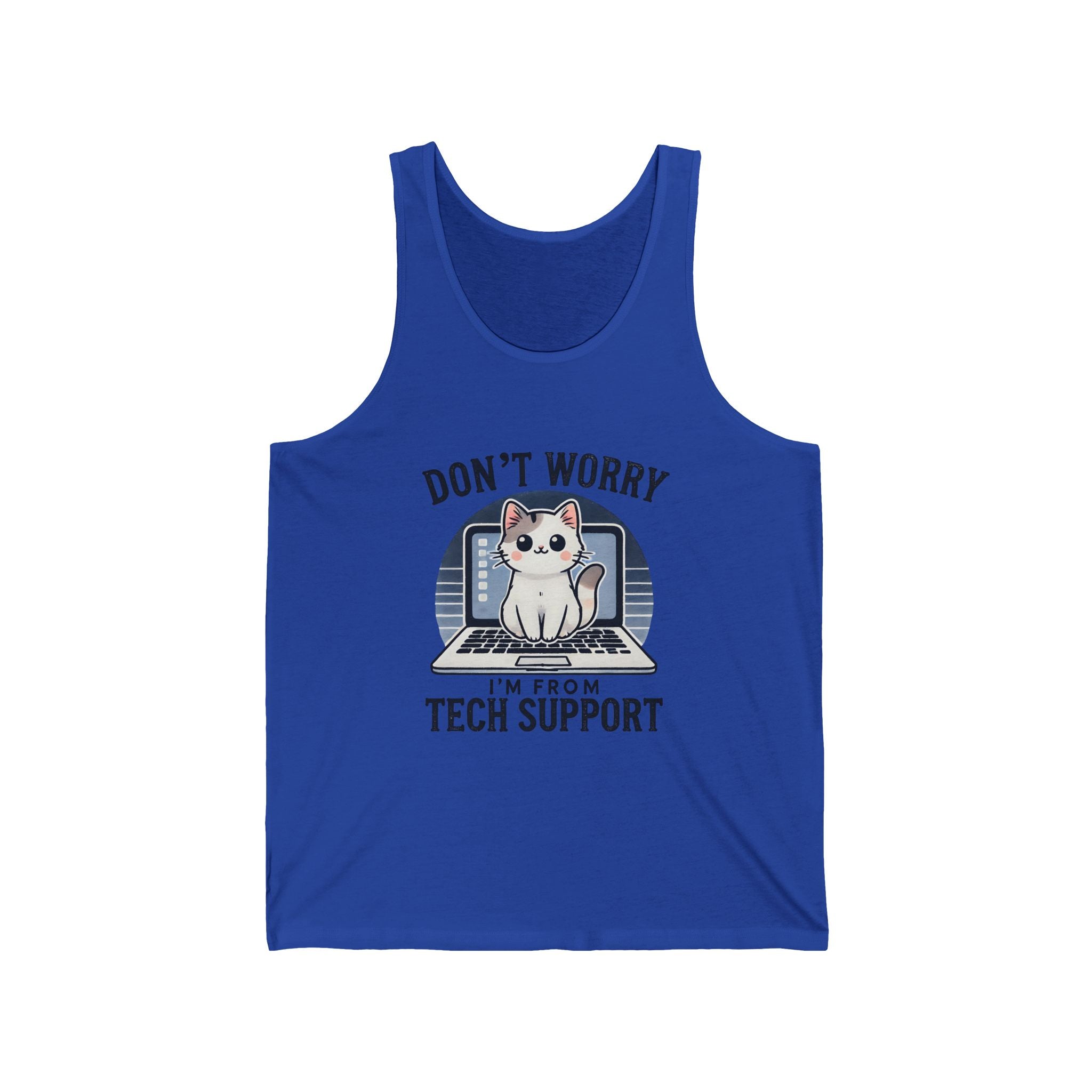Funny Cat Tech Support Unisex Jersey Tank
