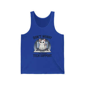 Funny Cat Tech Support Unisex Jersey Tank