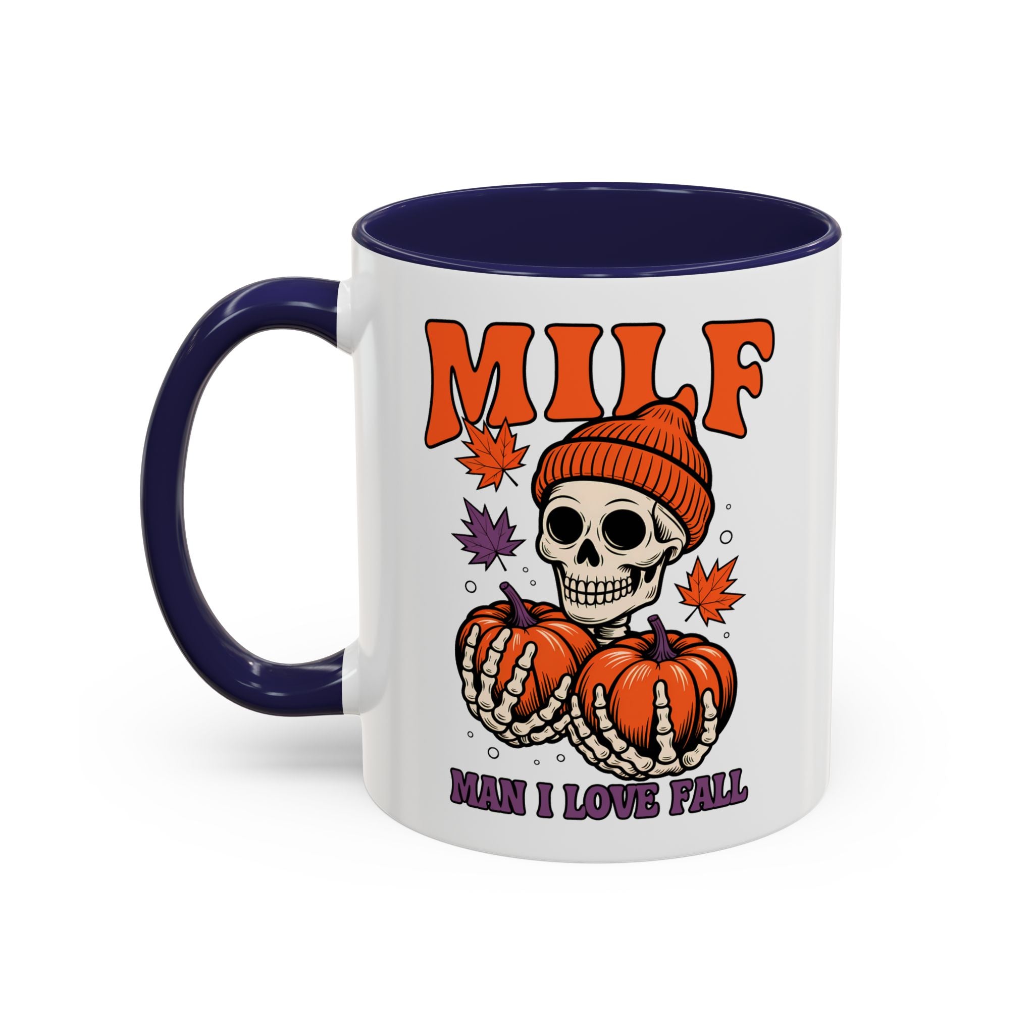 Halloween Pumpkin Skull Coffee Mug – "MILF: Man I Love Fall" funny adult humor sexy time joke