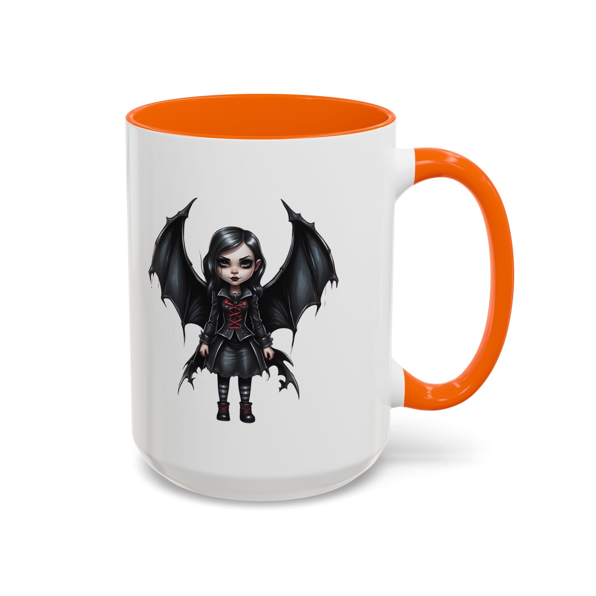 Gothic vampire girl with bat wings horror art Accent Coffee Mug (11, 15oz) vamp18