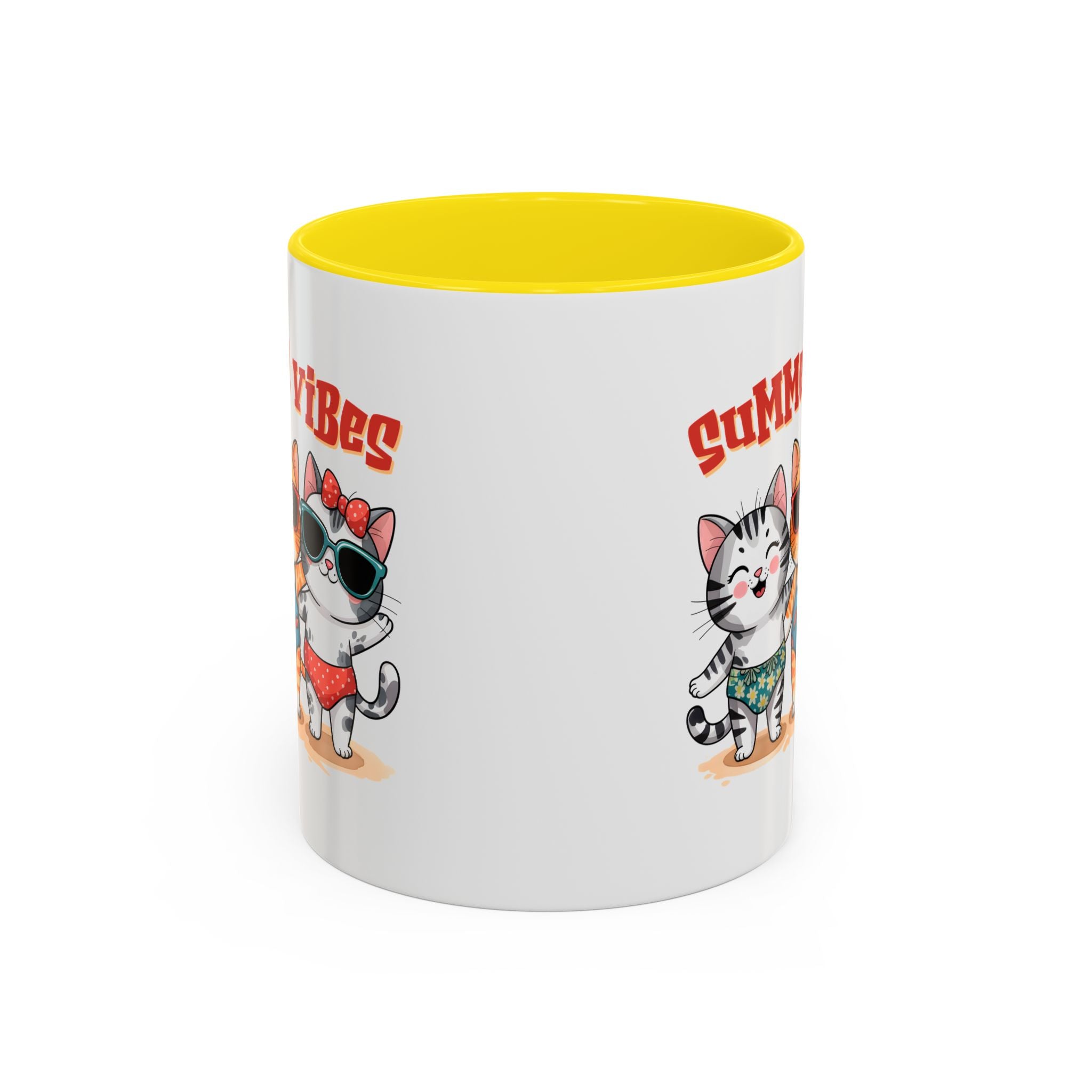 Summer Vibes Cat Coffee Mug - Fun Accent Mug for Cat Lovers