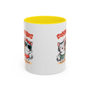 Summer Vibes Cat Coffee Mug - Fun Accent Mug for Cat Lovers
