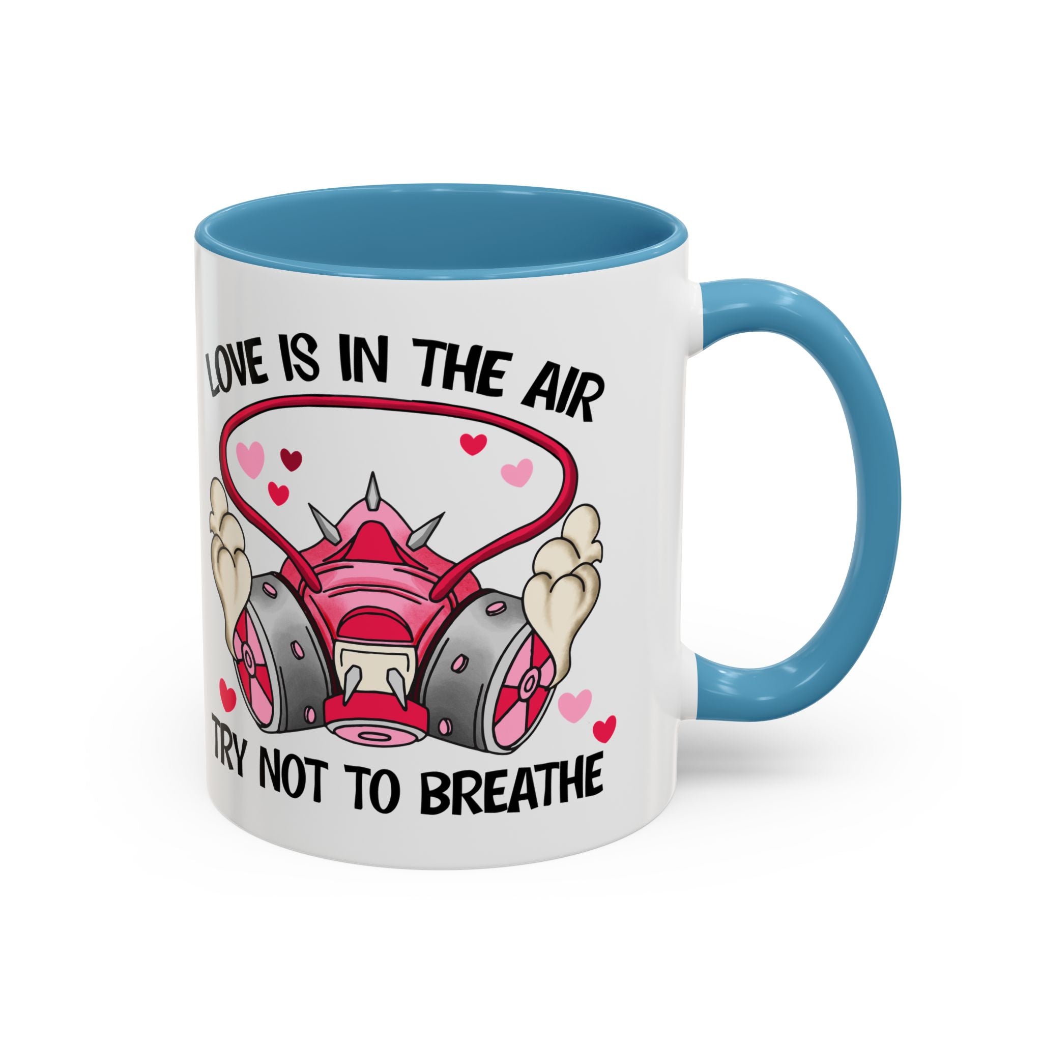 Love Is In The Air Gas Mask Coffee Mug — Funny anti Valentine Gift (11/15oz)