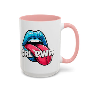GRL PWR Accent Coffee Mug - Bold Fun Design for Empowerment, Great Gift for Friends, Coffee Lovers, Birthdays, and Celebrations