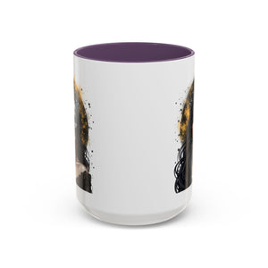 Gothic Art Accent Mug - Artistic Skull & Lady Design, Unique Coffee Cup for Halloween, Gift for Her, Decorative Kitchenware, Dark Aesthetic