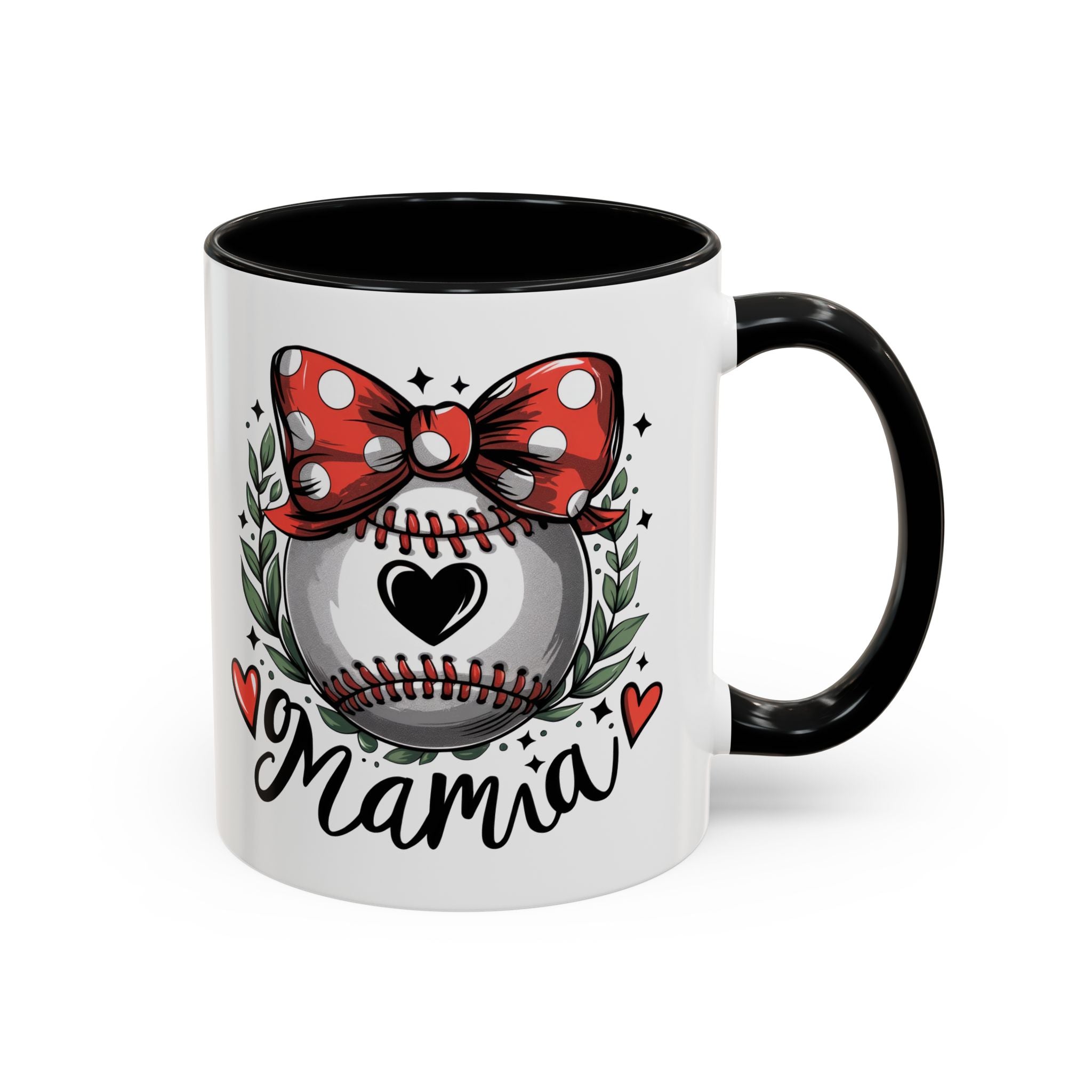 Mama's Accent Coffee Mug | Baseball & Heart Design | Gift for Mom, Mother's Day, Birthday, Coffee Lovers, Baseball Fans