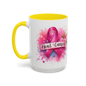 Pink Ribbon Healing Coffee Mug | Support Cancer Awareness | Inspirational Gift | Breast Cancer Support | 11oz & 15oz Options