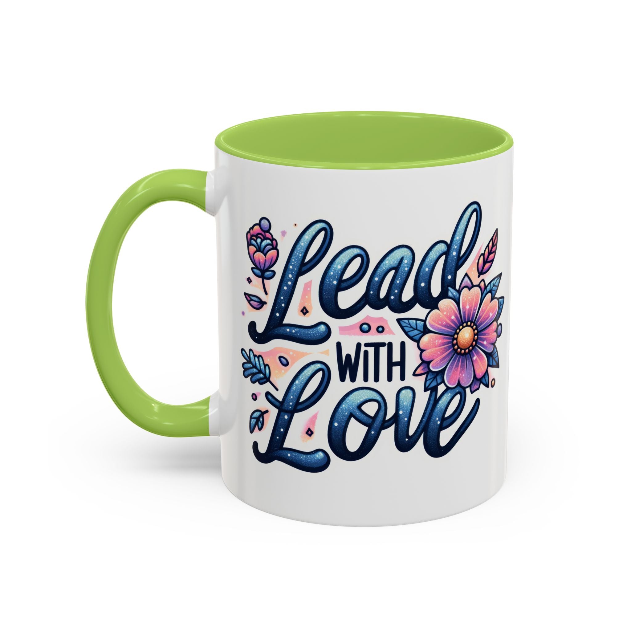 Lead With Love Accent Coffee Mug — Floral Inspirational 11/15oz