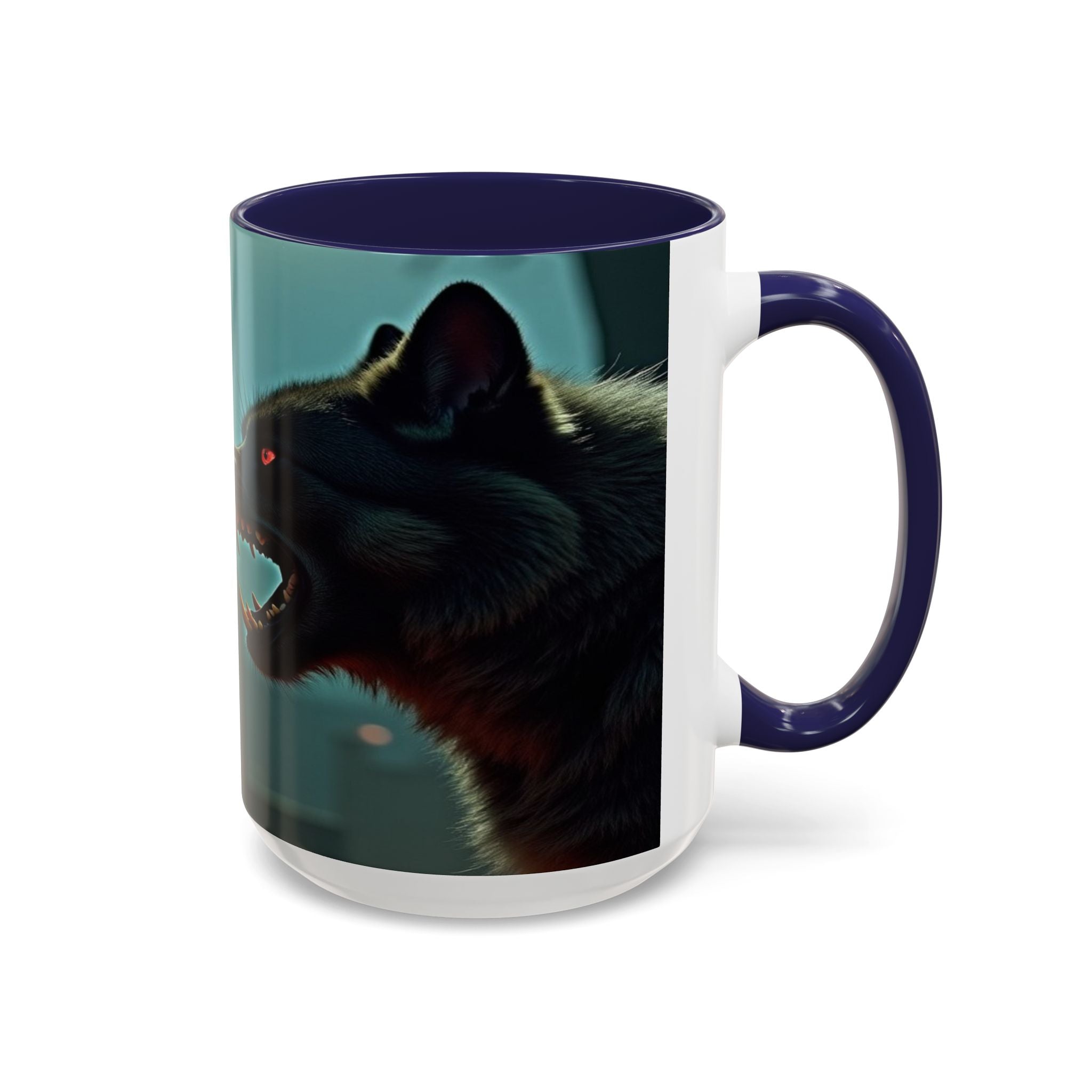 woman vampire and Fierce Werewolf Coffee Mug - 11 & 15oz Accent Mug for horror art lovers