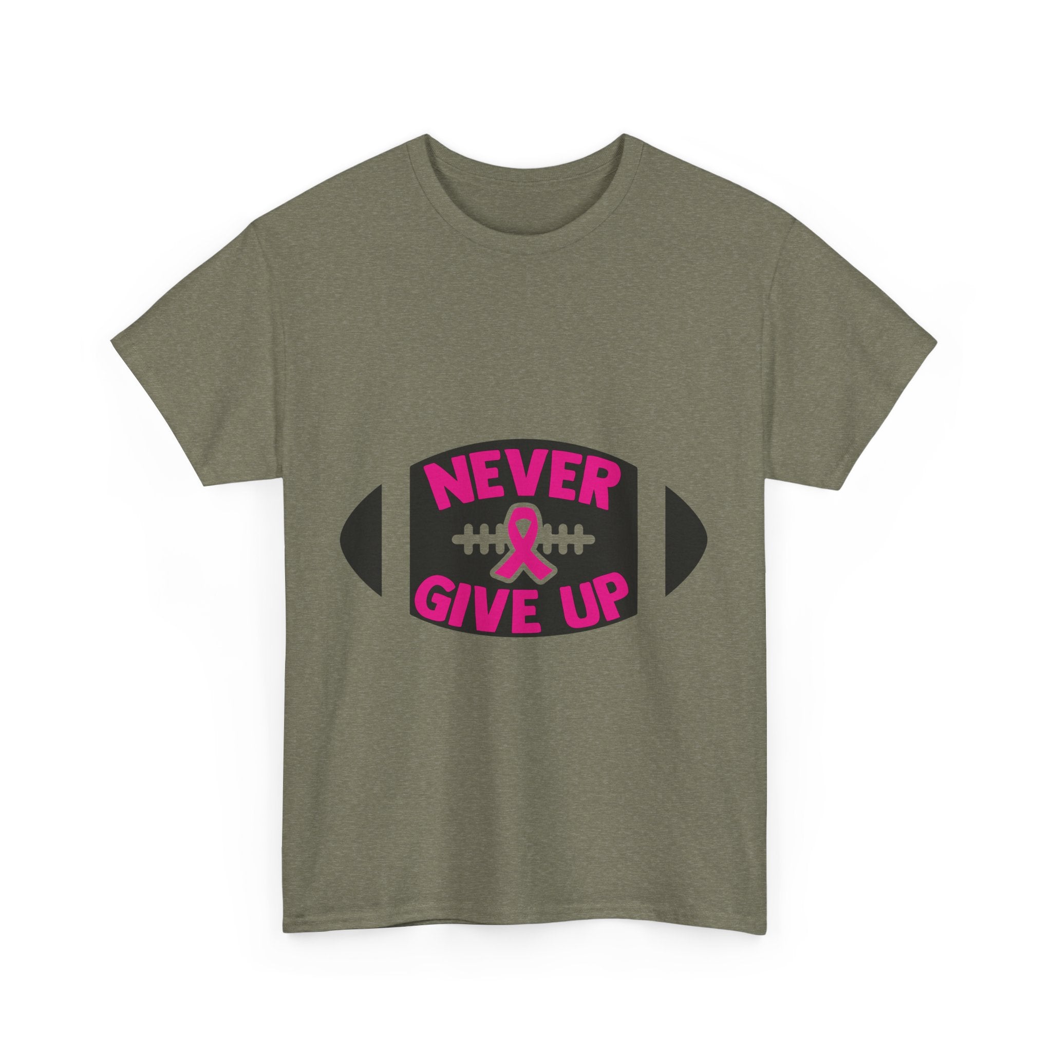 Motivational Football Tee, Never Give Up Shirt, Unisex Cotton T-shirt, Support Awareness, Athletic Gift, Sportswear, Inspirational Apparel
