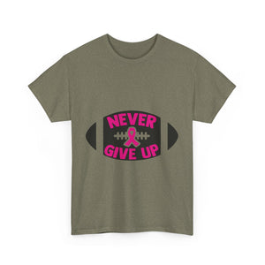 Motivational Football Tee, Never Give Up Shirt, Unisex Cotton T-shirt, Support Awareness, Athletic Gift, Sportswear, Inspirational Apparel