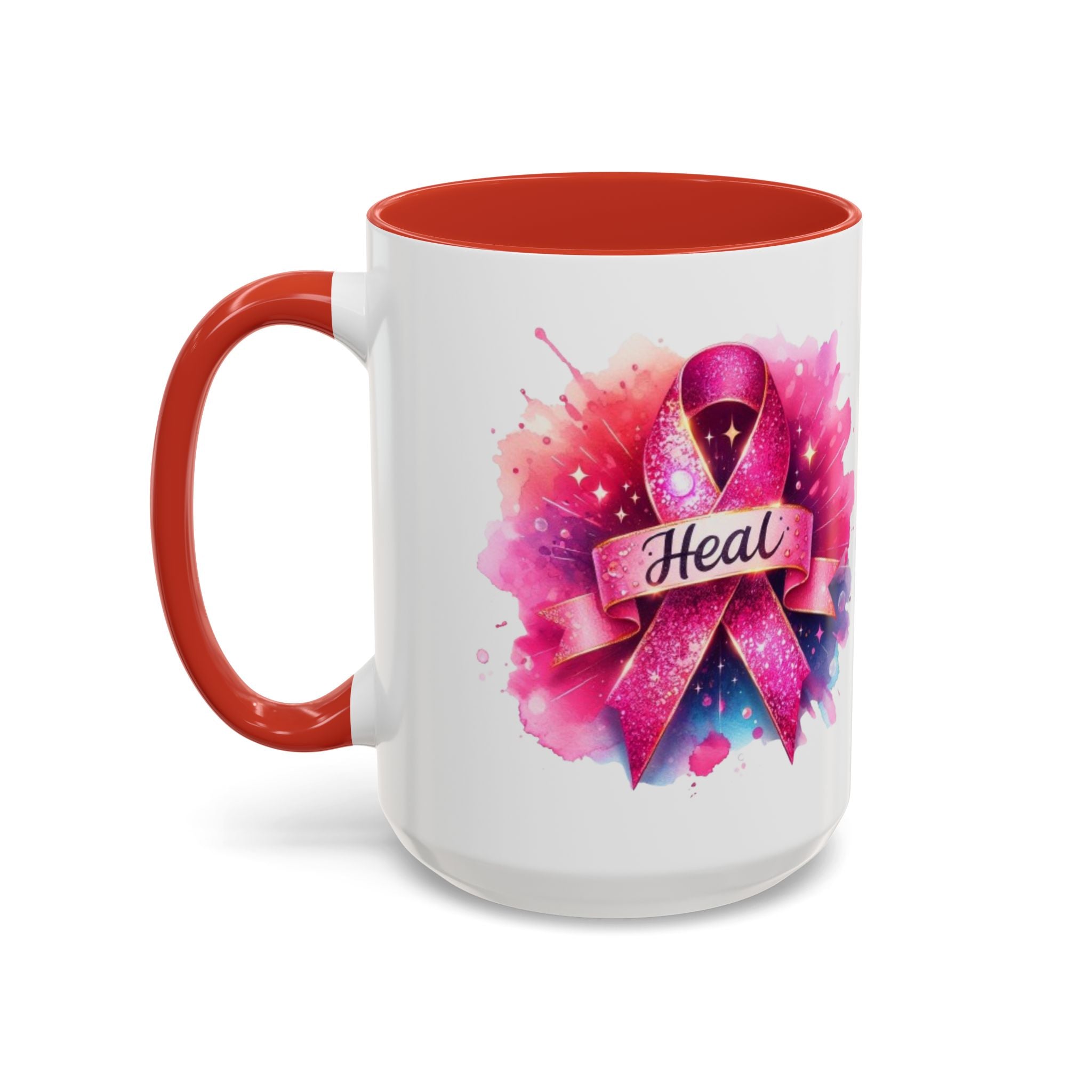 cancer awareness Inspirational Coffee Mug, Healing Ribbon Mug, Gift for Cancer Survivors, Motivational Drinkware, Support