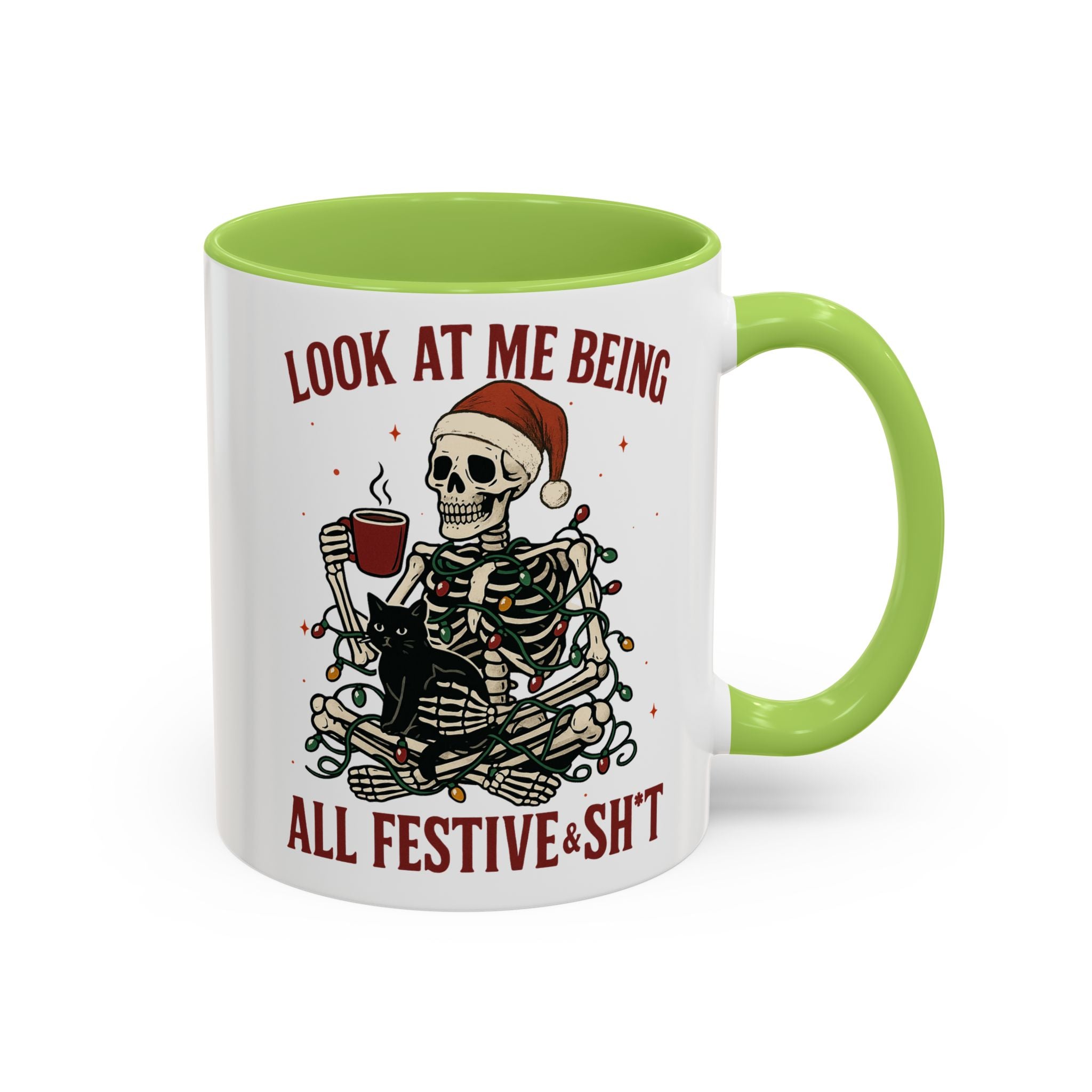 Festive Skeleton Christmas cheer winter Coffee Mug funny adult humor cup