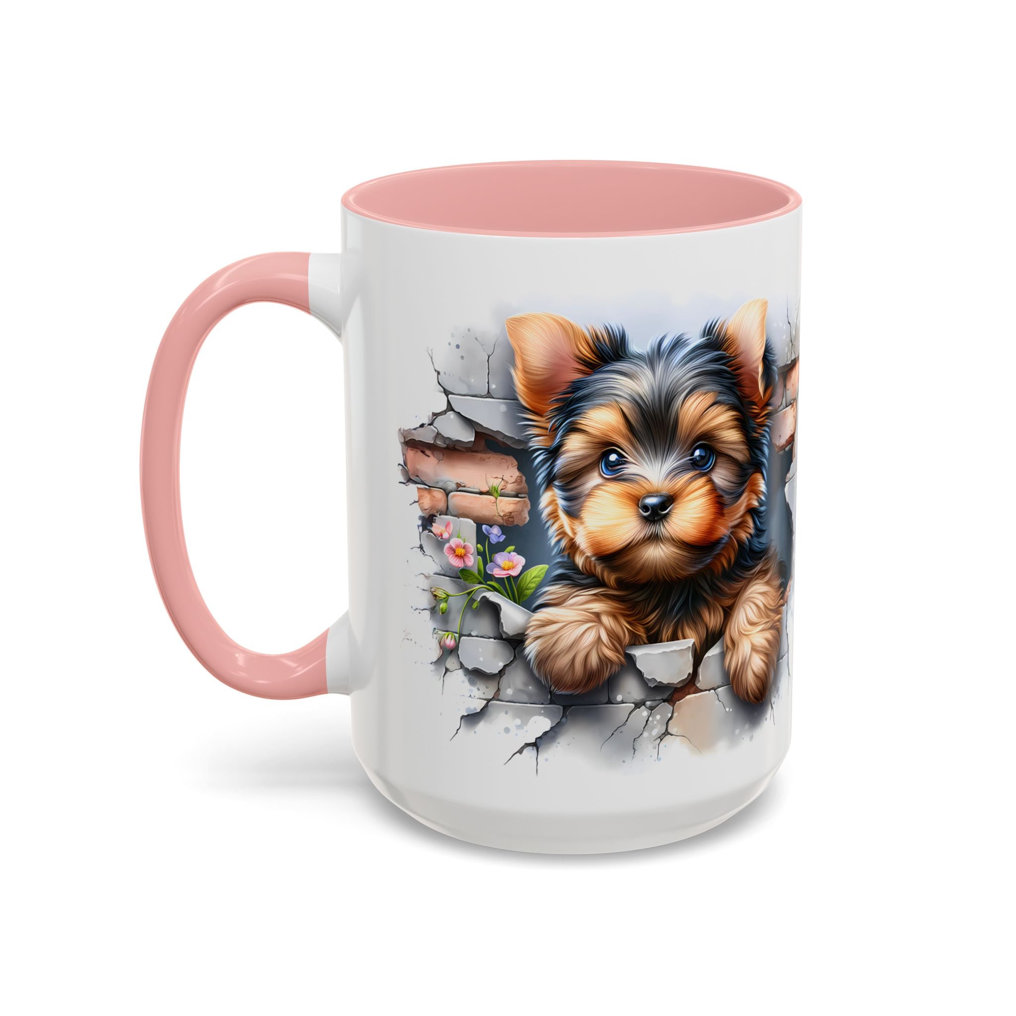 Cute Dog Peeking Coffee Mug, Pet Lover Gift, Yorkshire Terrier Mug, Animal Lover Coffee Cup, Dog-Themed Drinkware, Doggie Mug