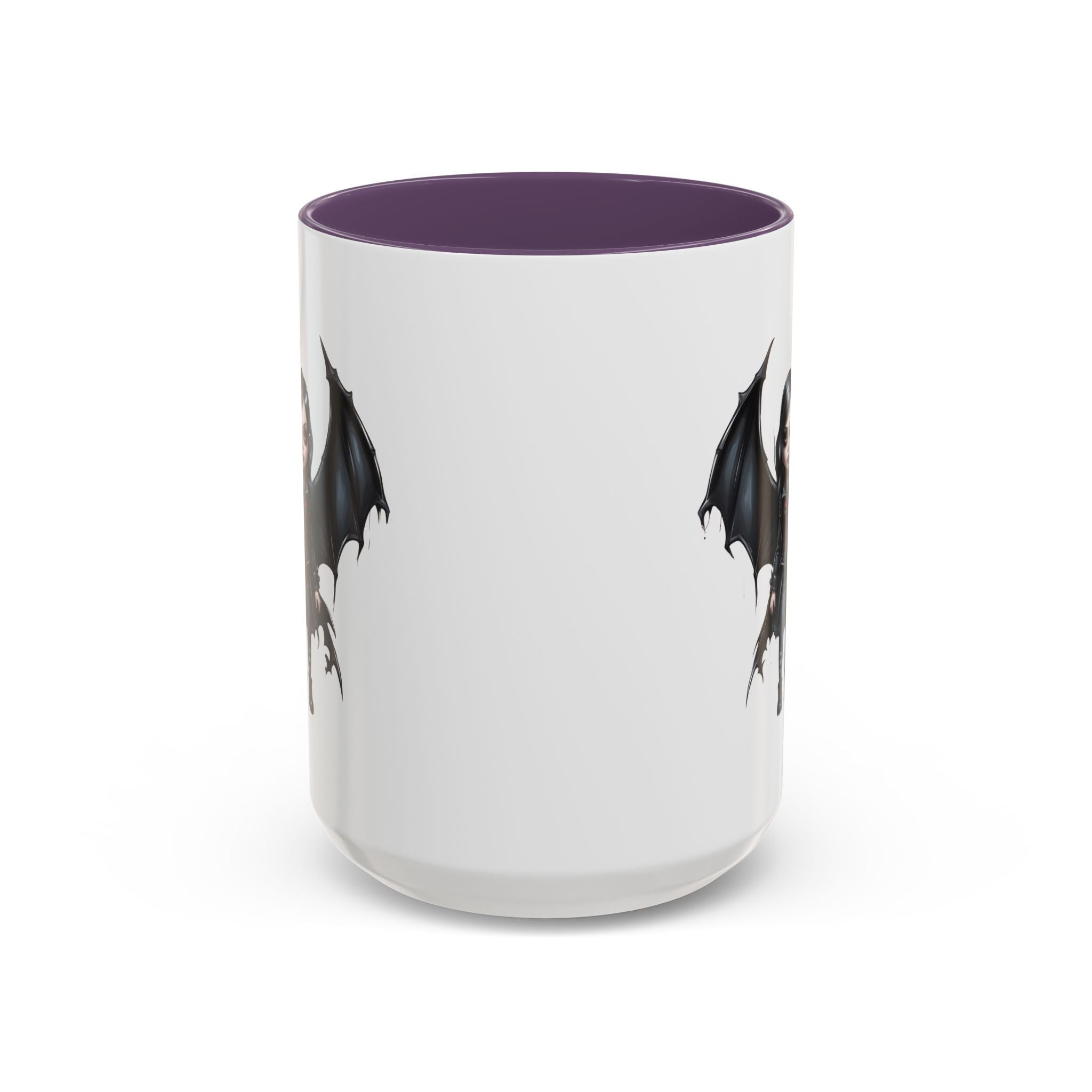 Gothic vampire girl with bat wings horror art Accent Coffee Mug (11, 15oz) vamp18