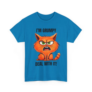 Grumpy Cat Tee: Unisex Heavy Cotton Shirt, Funny Cat Lovers Gift, Casual Wear, Birthday, Humor Apparel
