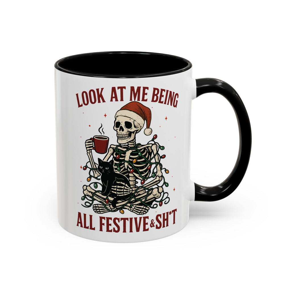 Festive Skeleton Christmas cheer winter Coffee Mug funny adult humor cup