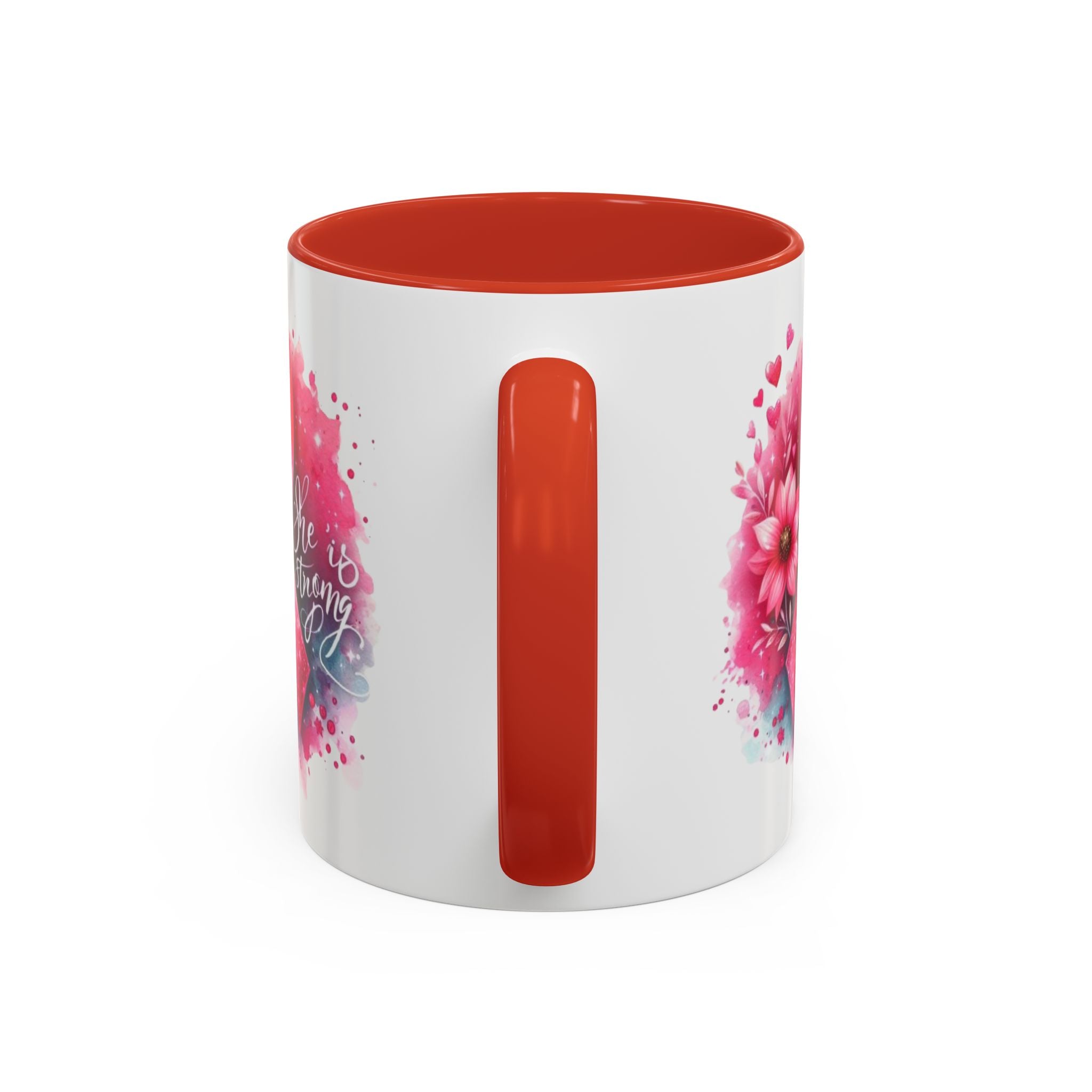 Breast Cancer Awareness Coffee Mug - Inspirational Gift, Motivational Drinkware, Supportive Cup, Pink Ribbon Design, She Is Strong
