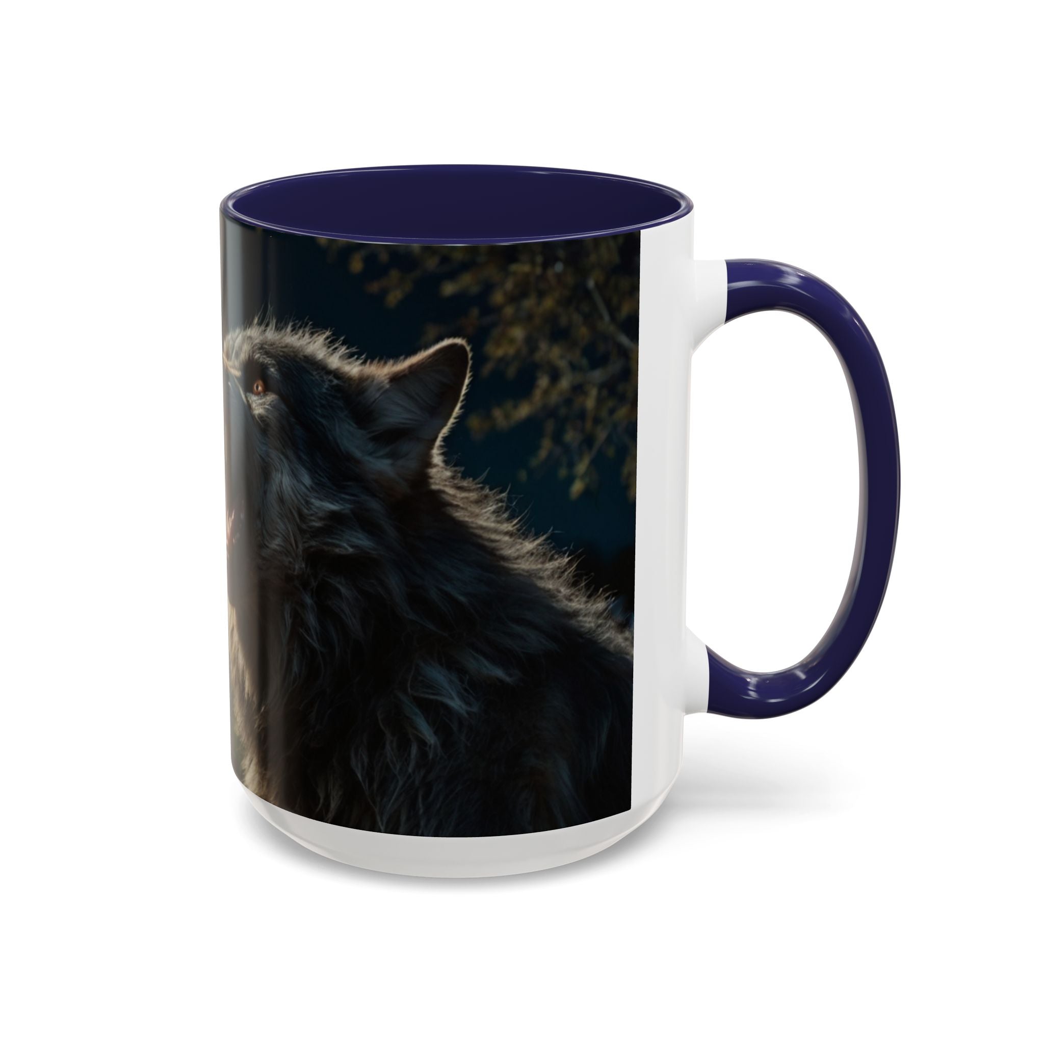 werewolf Howling Wolf Accent Coffee Mug – Gothic Cemetery Night Design (11/15oz) fantasy horror