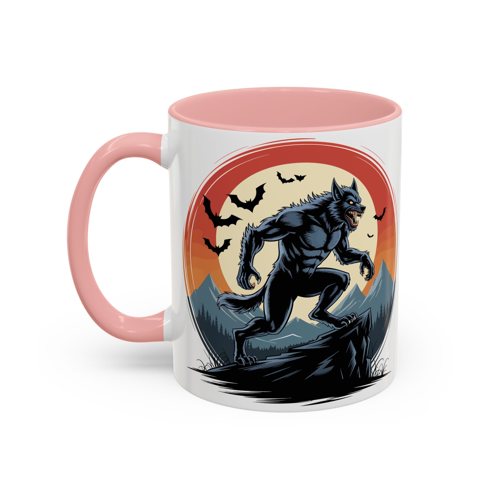 Werewolf Sunset Coffee Mug — Halloween Creature Ceramic Accent Mug (11/15oz) fantasy horror art