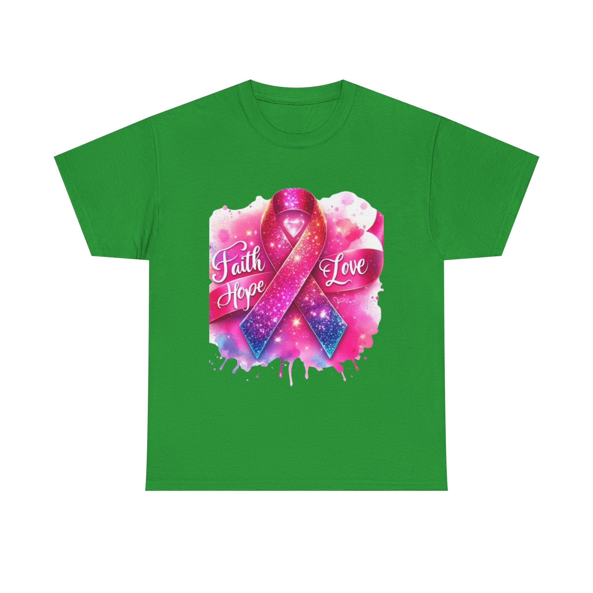 Faith, Hope, Love Tee - Unisex Heavy Cotton T-Shirt, Inspirational Shirt, Cancer Awareness Gift, Motivational Apparel, Stylish Everyday Wear